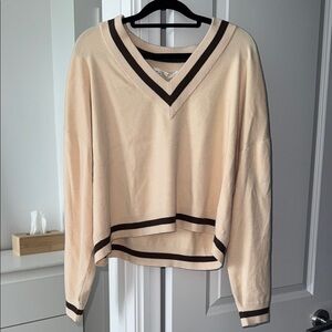 Beige/Brown V-Neck Sweater